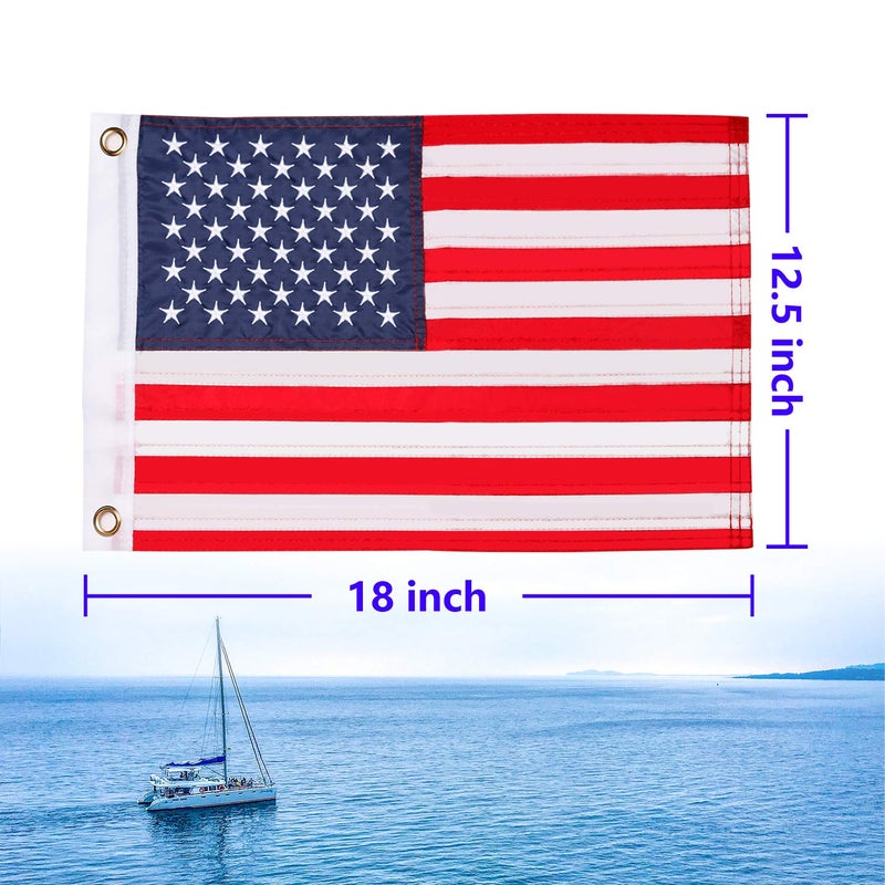 HOOSUN Small American Flags,12.5 x 18 Inch Boat Flag Heavy Duty Nylon With 2 Brass Grommets Embroidered Stars,Patriotic Presidents Day Decorations American Flag for Boat,Small USA Flags for Bike,Car - Image 5